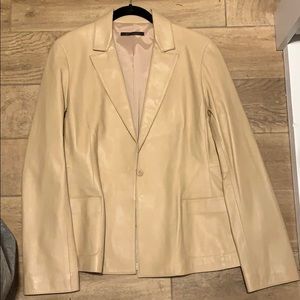 Tan leather blazer from Elie Tahari